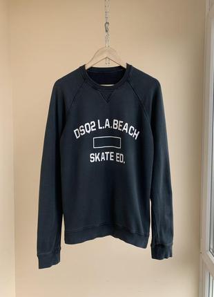 Світшот dsquared dsq2 la beach skate ed print garmetn dyed classic raglan fit sweatshirt реглан made in italy m