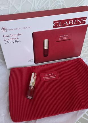 Оригінал. набір clarins олійка міні + косметичка