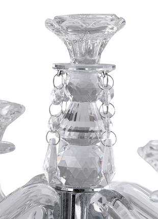 Підсвічник канделябр скляний на п'ять свічок з підвісками 35 см2 фото