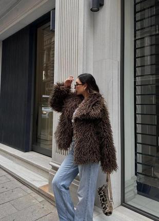 Шуба шоколадная zara
