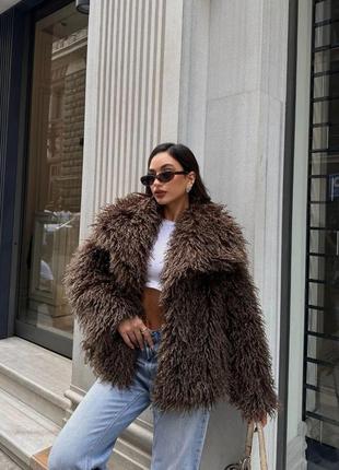 Шуба шоколадная zara