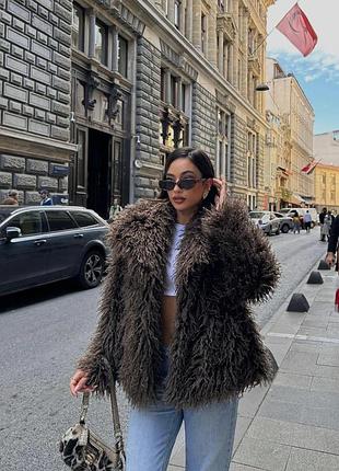 Шуба шоколадная zara