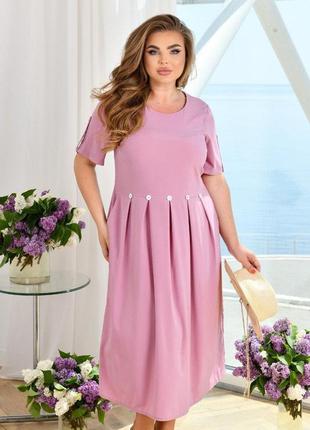Жіноче літнє легке плаття з тканини софт зі складками розміри 52-663 фото