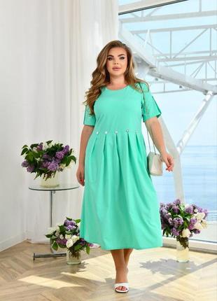 Жіноче літнє легке плаття з тканини софт зі складками розміри 52-667 фото