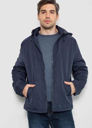 Куртка чоловіча демісезонна з капюшоном, колір темно-синій, розмір l fa_011141