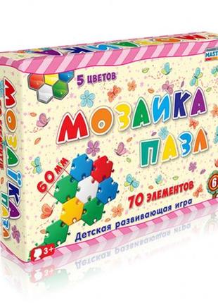 Детская мозаика-пазл №6, 70 деталей ø60мм 26х36х7 см colorplast разноцветный (2000002418788)