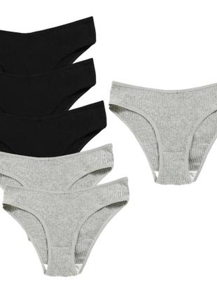 Женские хлопковые трусики xl комплект 6 шт. smy черно-серый