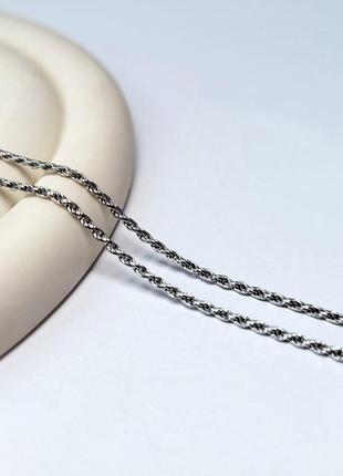 Серебряная цепочка цепь жгут 40 см серебро 925 пробы родированное 2.90г 802р1/40