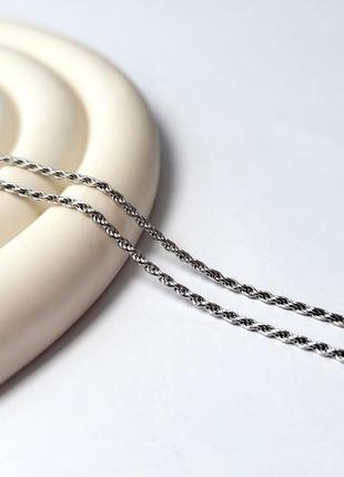 Серебряная цепочка цепь жгут 40 см серебро 925 пробы родированное 2.90г 802р1/40