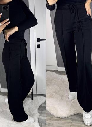 Жіночі прямі ангорові брюки чорні (розміри 42/44, 46/48, 50/52)