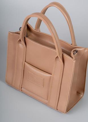 Сумка женская средняя мокко через плечо классическая сумочка качественная среднего размера для работы toп