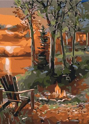 Картина по номерам 30х40 на деревянном подрамнике "дом у озера" rbs31630