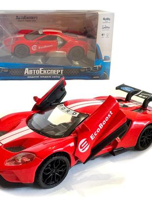 Машинка металева ford 2017 gt 1:32 форд червона звук світло інерція відкр двері  15*7*4см (dl-96332)
