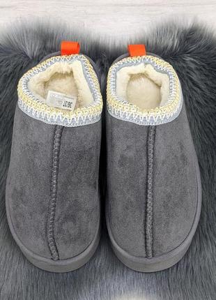 Тапочки-угги женские на меху серые 4638