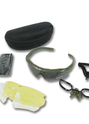 Тактичні окуляри polarized uv400 c5 з 3 лінзами та хакі оправа
