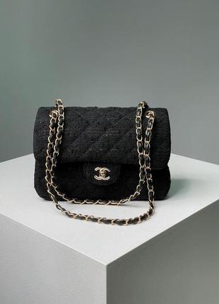 Сумка жіноча chanel 2.55 textile black 24x17x8