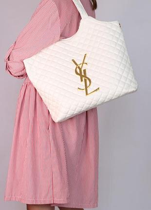 Сумка жіноча yves saint laurent tote white 3