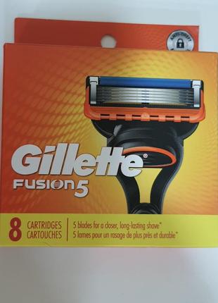 Леза/касети картриджі gillette fusion/касети джилет 8шт з сша