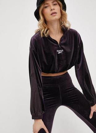 Gr0376 кофта reebok classic анорак на замку під горло  велюрова