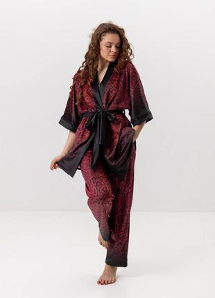 Комплект жіночий із плюшевого велюру штани та халат червона змія 3428_l 15997 l2 фото