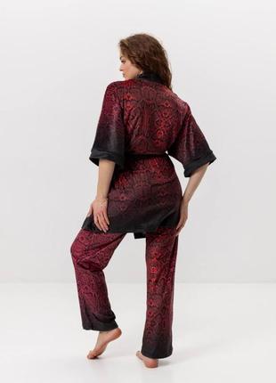 Комплект жіночий із плюшевого велюру штани та халат червона змія 3428_l 15997 l4 фото