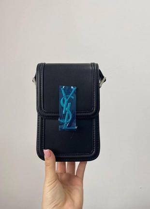 Женская сумочка saint laurent mini кожааня черная11 х 16 х 5 см
