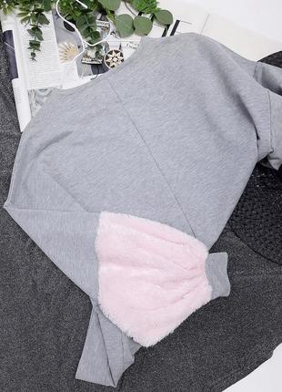 Серый свитшот / кофта с объемными рукавами оверсайз boohoo