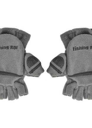 Перчатки fishing roi рыболовные с пал. (серый) l (18-02-04)3 фото