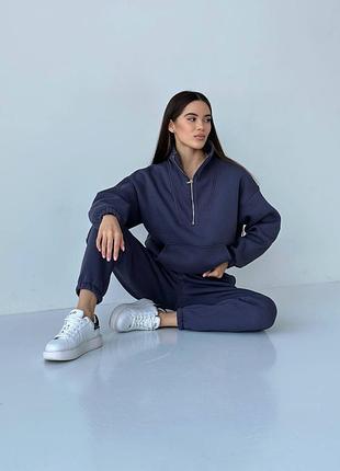 Теплый флисовый костюм серого цвета скидка!