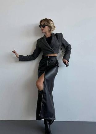 Кожаная юбка макси