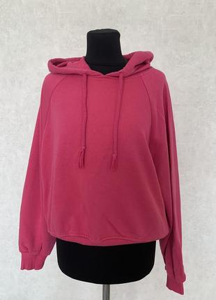 Bershka розовое укороченное худи м -размер