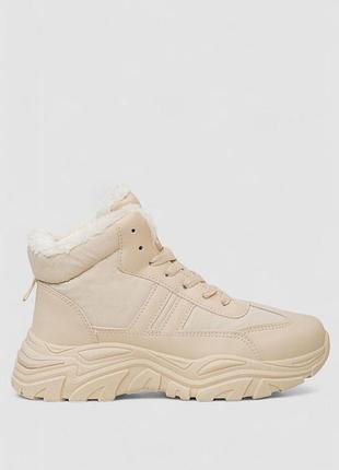 Ботинки зимние женские на меху, цвет бежевый, 248rd09-1