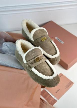 Новинка! замшевые лоферы miu 2way miu