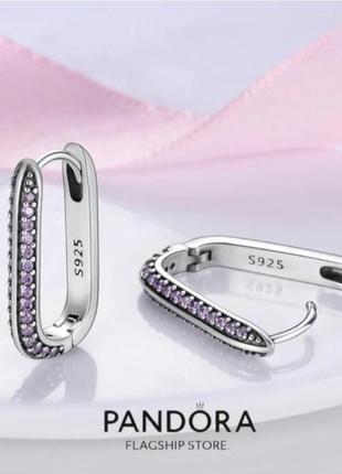 Серьги серебро оригинальные стильные silver_pandora инкрустация фианитами
