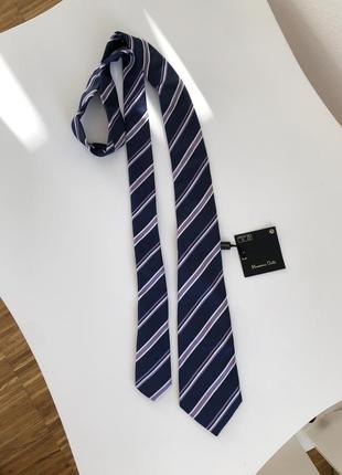 Новый классический галстук синий в полоску massimo dutti
