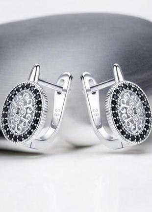 Серьги серебро с фианитами оригинальные стильные silver ♥️ 925 удобная английская застежка