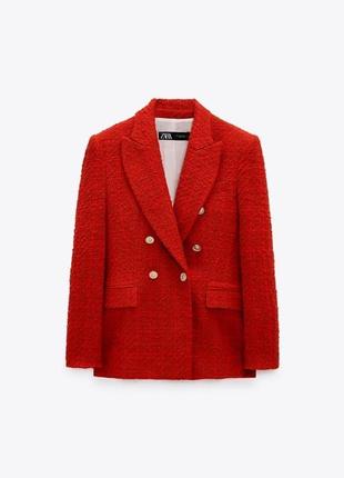 Червоний твідовий піджак zara