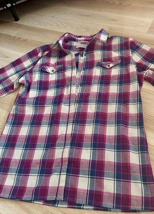 Рубашка в клетку рубашка розово синяя белая тренд 🔝2 фото