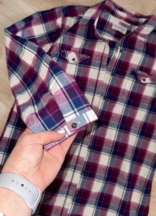 Рубашка в клетку рубашка розово синяя белая тренд 🔝7 фото