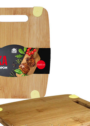 8849 доска разделочная бамбук/силекон с отверстием 25*20*1,5см