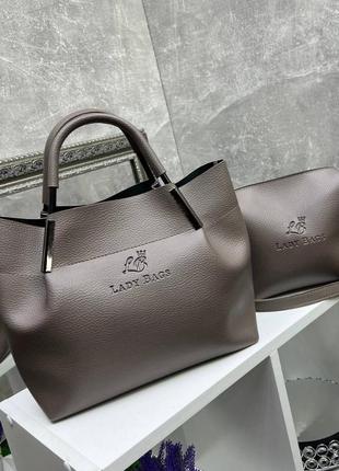 Деловая сумка женская тауп классическая удобная сумочка тоут средняя