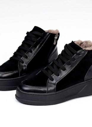 Ботинки "andresa", чёрный, натуральная кожа/замша, зима