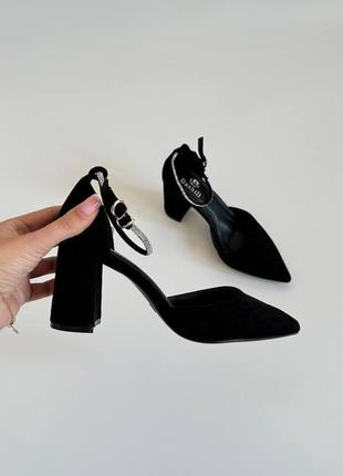 Шикарные женские туфли на каблуке, эко замша, 33-34-35-36-37-38-39-40