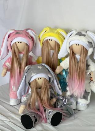 Новогодние куклы сплюшки зайки в комбинезоне (на выбор!)