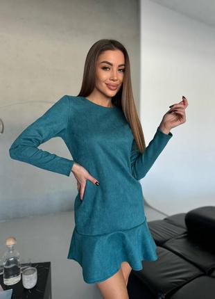 Женское платье замша замшевое теплое мини
