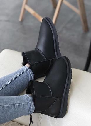 Угги угги ugg short zip black leather3 фото