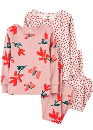 Carters комплект набор хлопковых пижам из 2 шт картерс пижама цветы