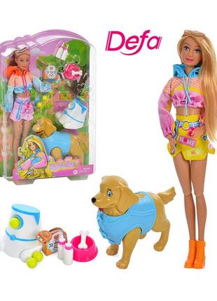 Кукла defa lucy 8485 шарнирная 29см с собакой и аксессуарами, кукла барби модница