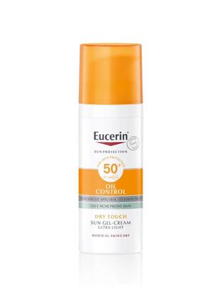 Гель-крем для лица eucerin (юцерин) oil control солнцезащитный матирующий для жирной кожи spf50+ 50 мл