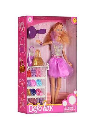 Кукла defa lucy 8316 шарнирная с аксессуарами с туфлями,сумочками, гребенец набор кулла барби